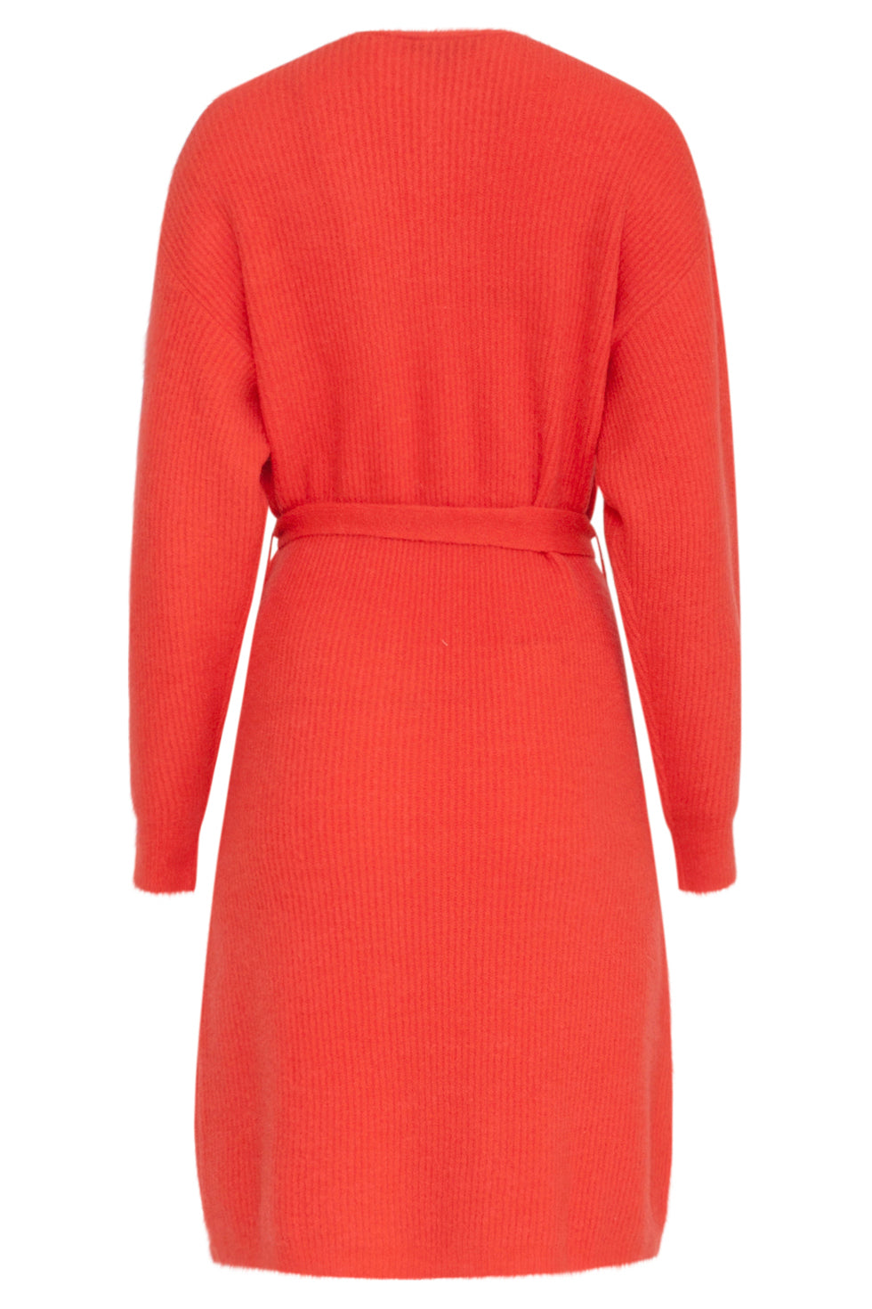 23605 Zachte V-Hals Gebreide Jurk | Red