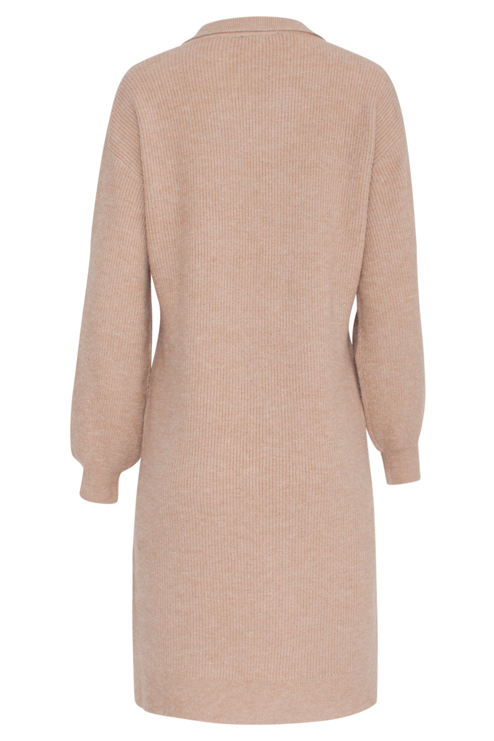 23606 Casual Gebreide Jurk Met Chique Kraag | Sand