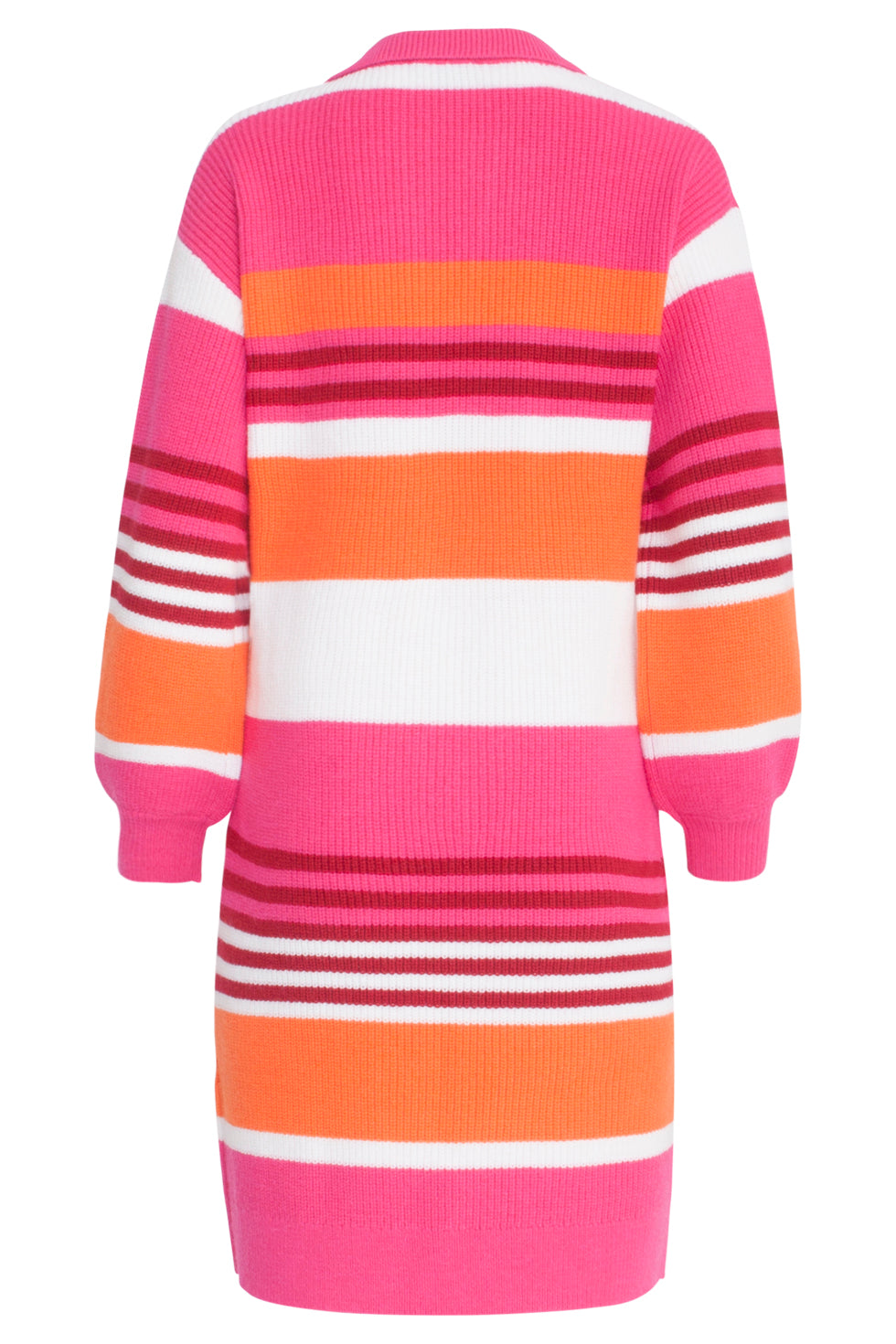 23607 Casual Gestreepte Gebreide Jurk Met Chique KraagZoete en | Fuchsia - Orange