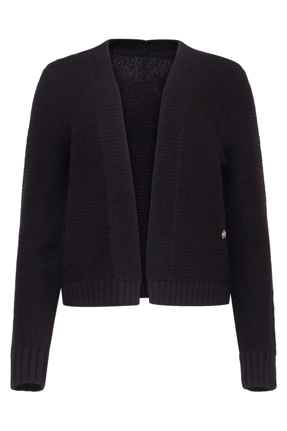23608 Open Dikke Rib Gebreide Cardigan | Black