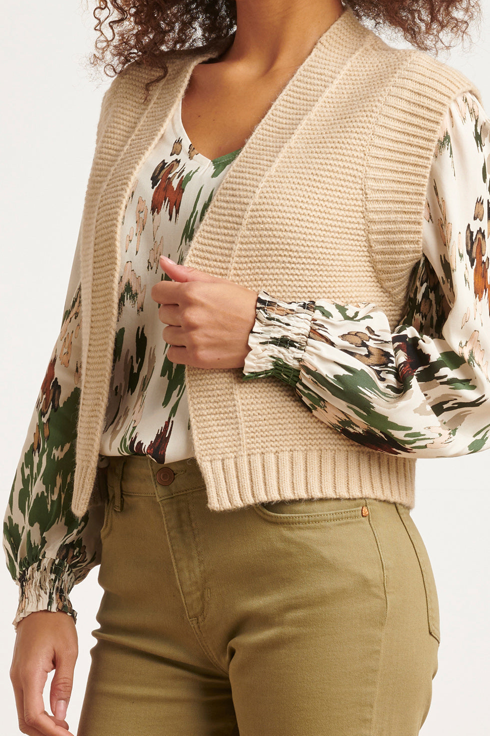 23609 Trendy Rib Gebreide Gilet | Sand