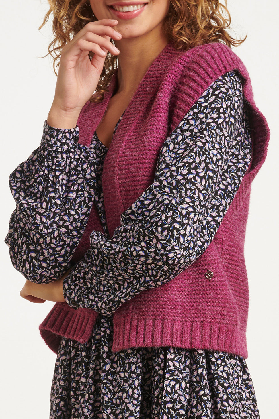 23609 Trendy Rib Gebreide GiletPaars | Purple