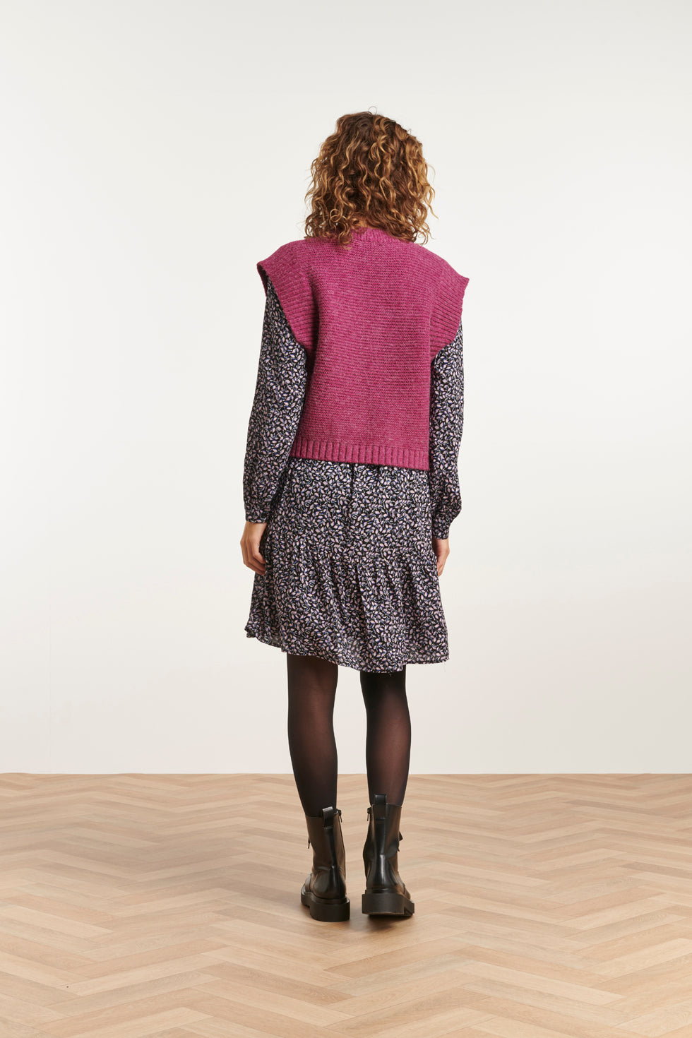 23609 Trendy Rib Gebreide GiletPaars | Purple