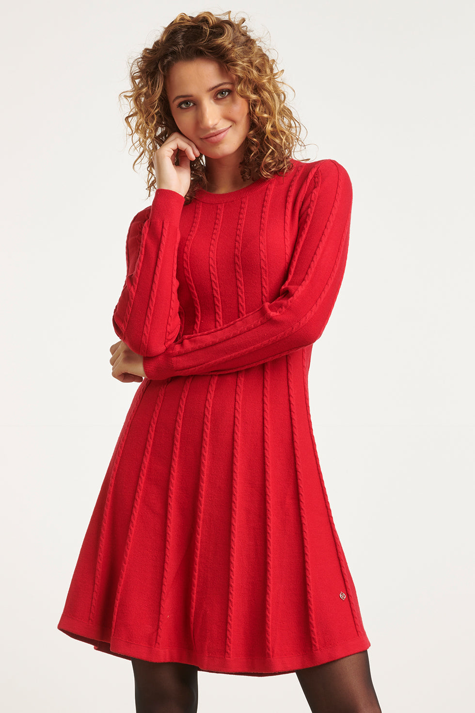 23614 FitFlared Gebreide Korte Jurk | Red