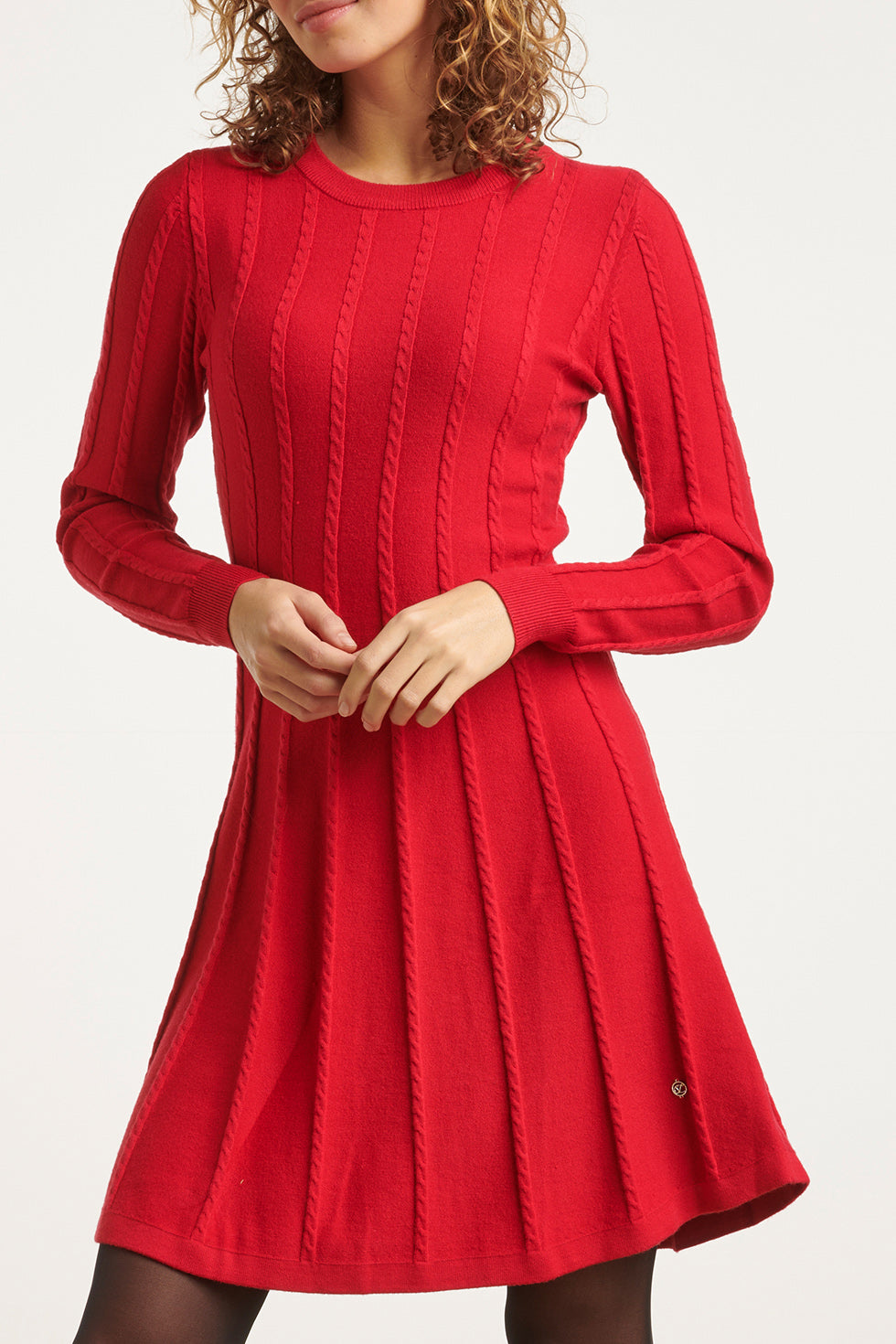 23614 FitFlared Gebreide Korte Jurk | Red