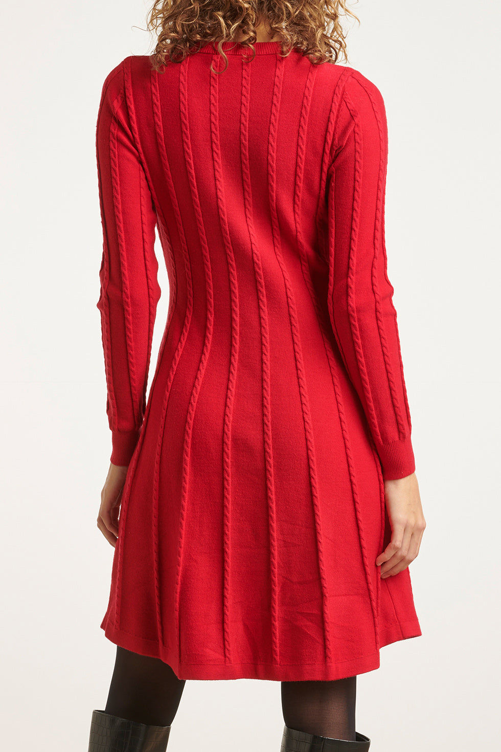 23614 FitFlared Gebreide Korte Jurk | Red