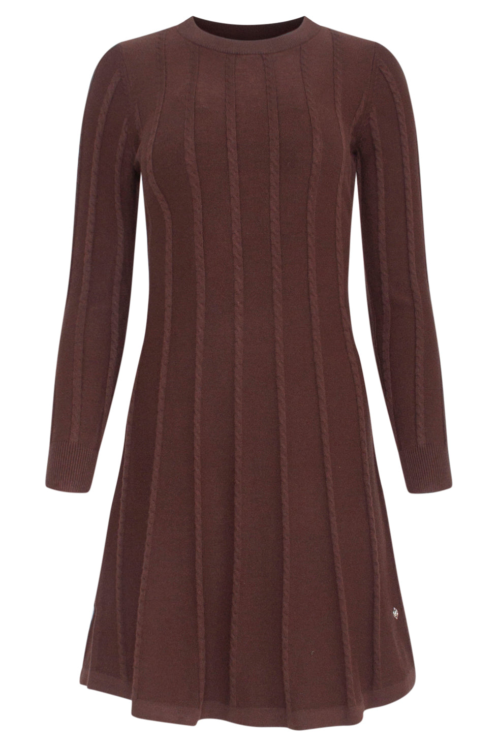23614 Warm E Fitflared Gebreide Korte Jurk | Brown