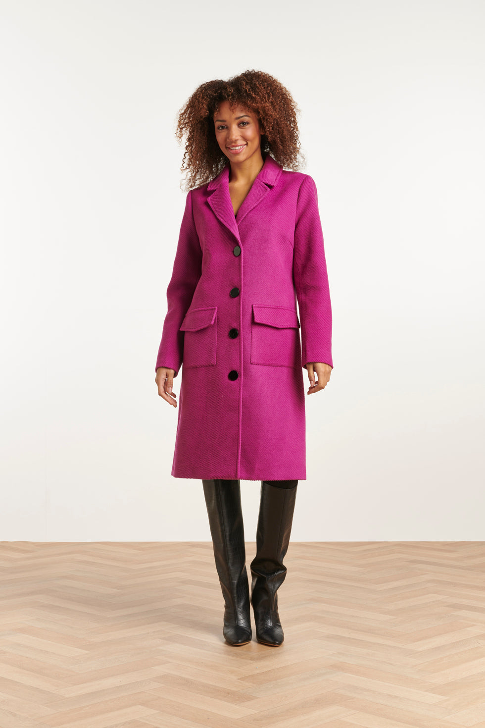 23618 Paars Getailleerd Lang Damesjas | Purple