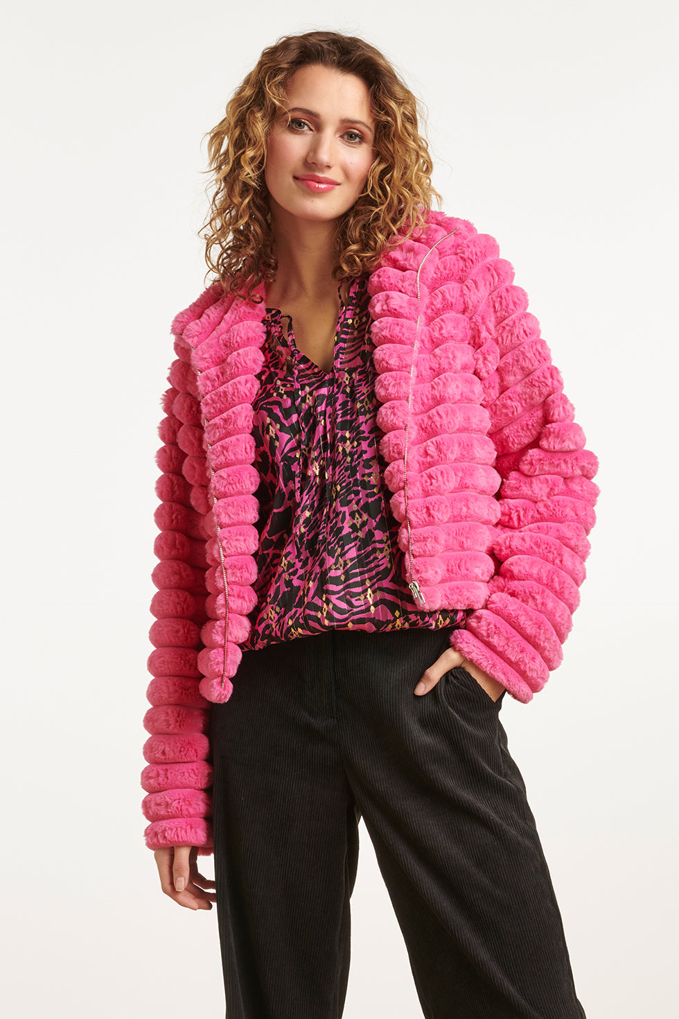 23620 Rib Gebreid Vest Lois | Pink