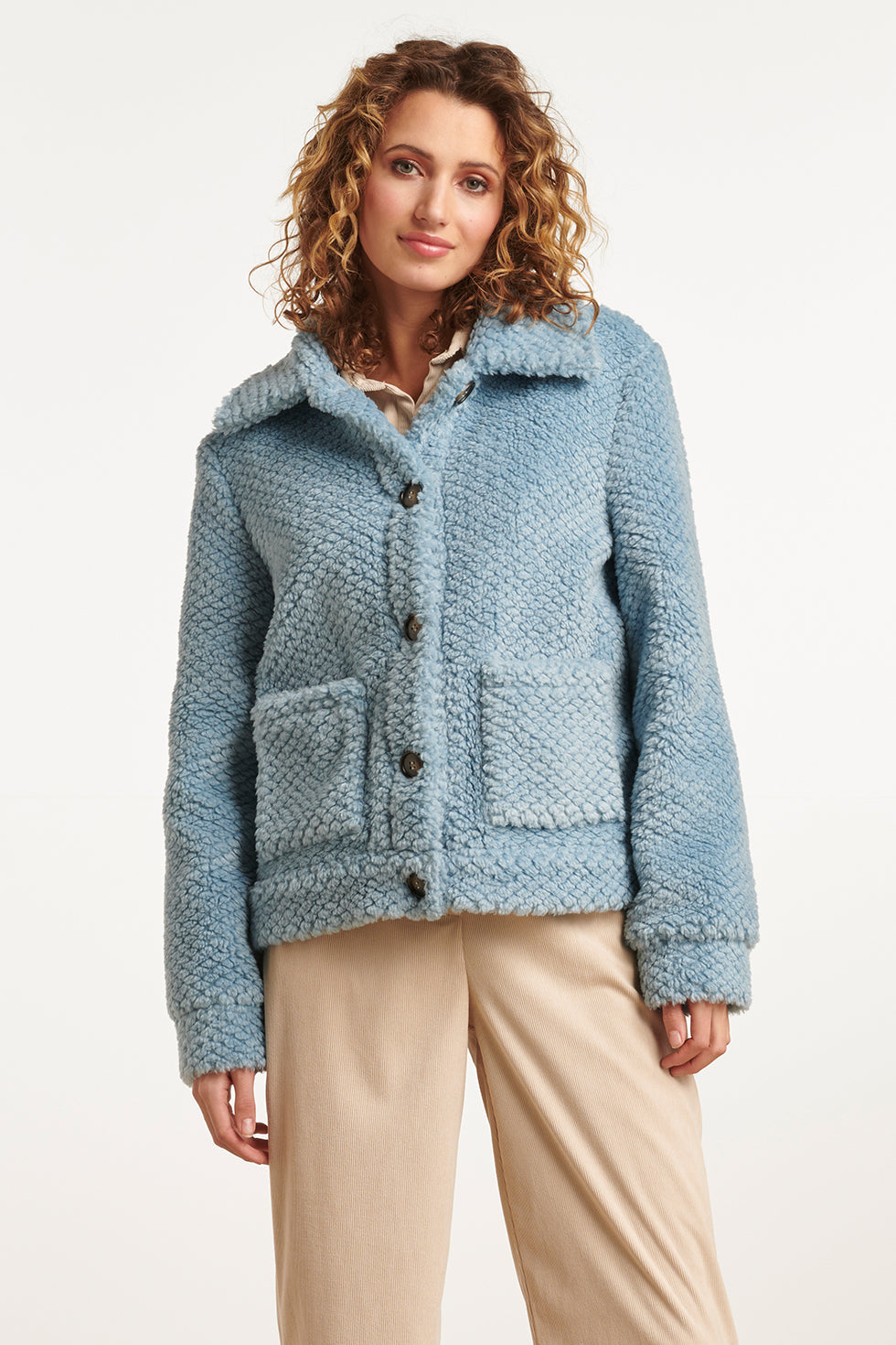 23622 Kort Licht Teddy Damesjas | Light Blue