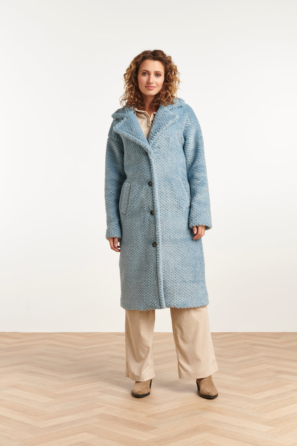 23623 Licht Teddy Damesjas | Light Blue