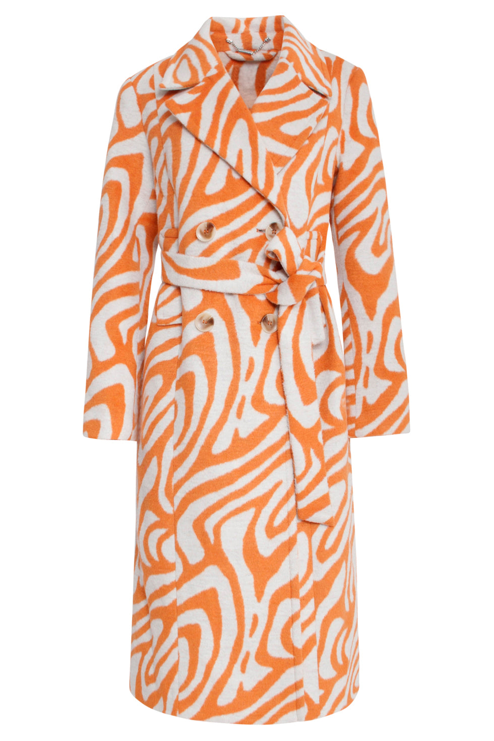 23628 Damesjas Jas Abstract Zebra Print | White - Orange