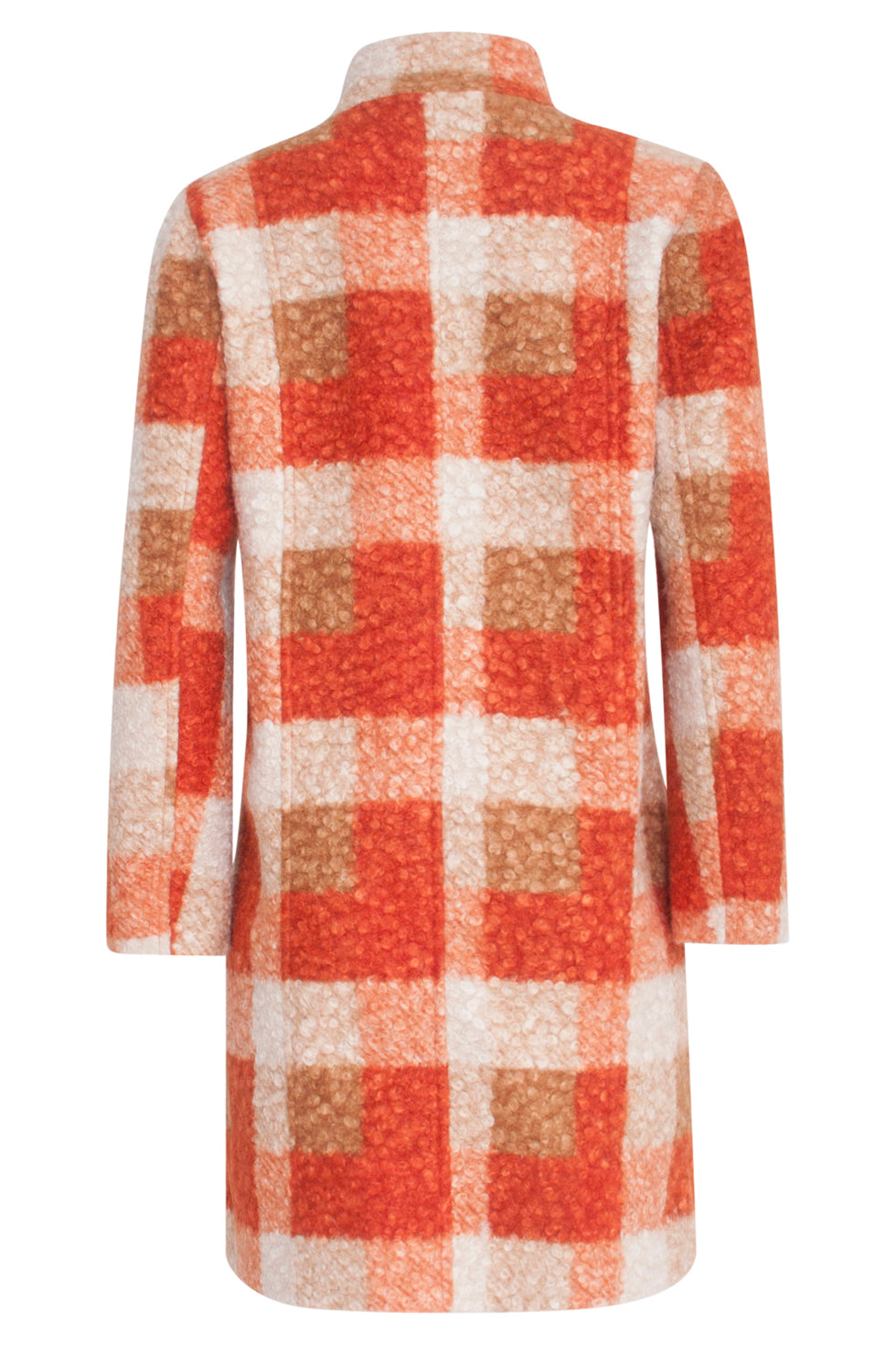 23630 Damesjas Met Ruit Print | Sand - Orange