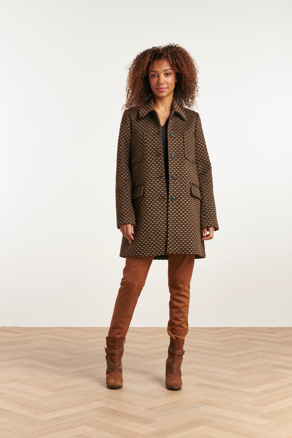 23631 Damesjas Gevlek Print | Black - Brown