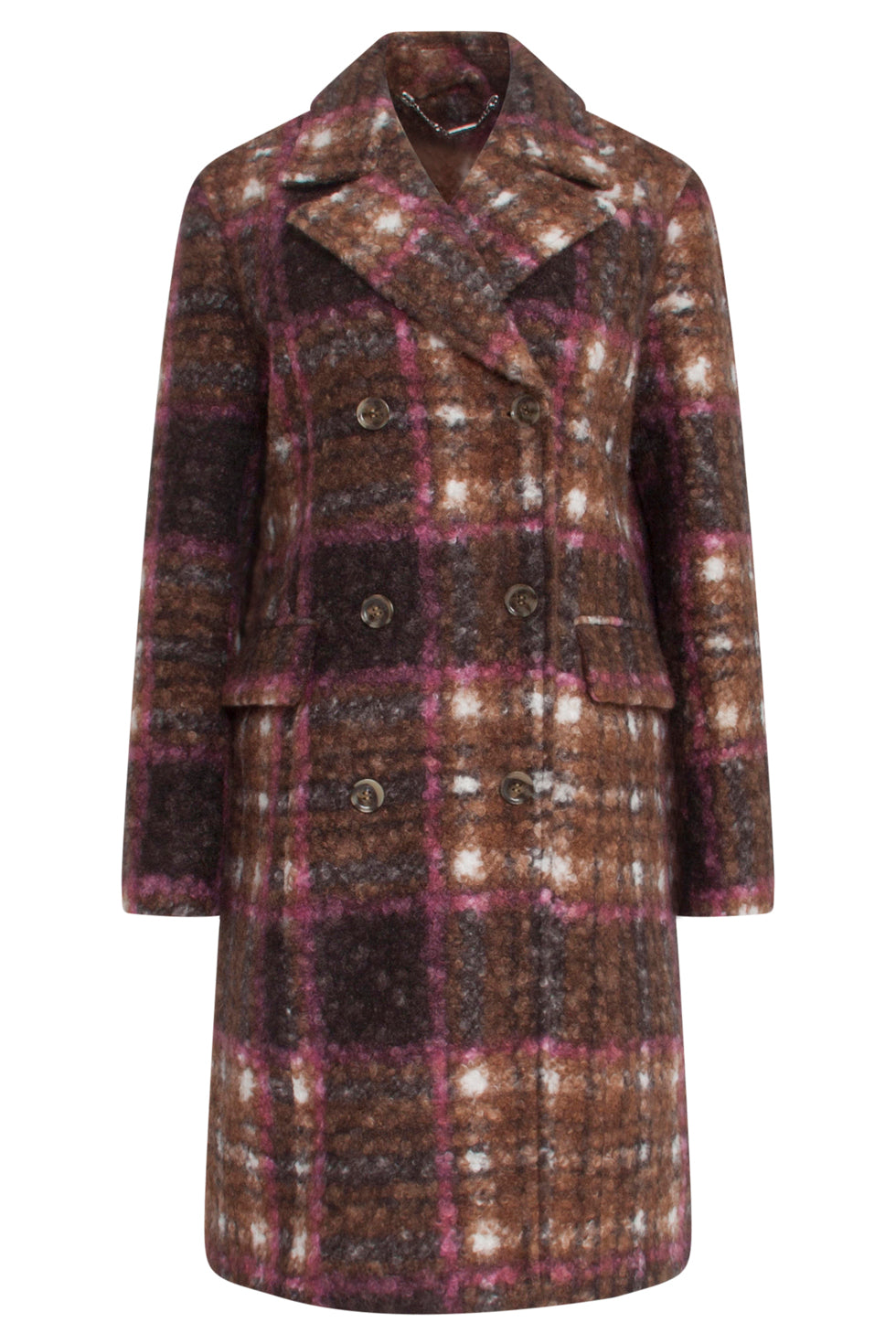 23636 Damesjas Met eVleugje Checkered Print | Brown - Muticolour