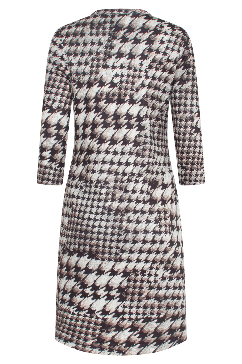 23646 Dames Stretch Jurk Met Pied-De-Poule Print | Black White