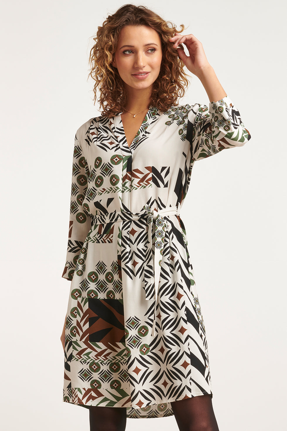 23648 Dames Jurk Met MixMatch Geometrische Print | Muticolour