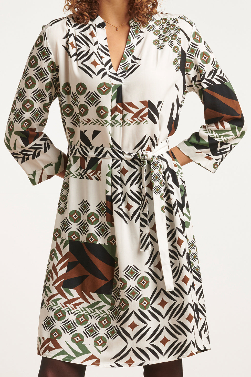 23648 Dames Jurk Met MixMatch Geometrische Print | Muticolour