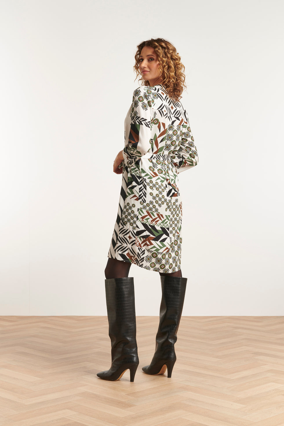 23648 Dames Jurk Met MixMatch Geometrische Print | Muticolour