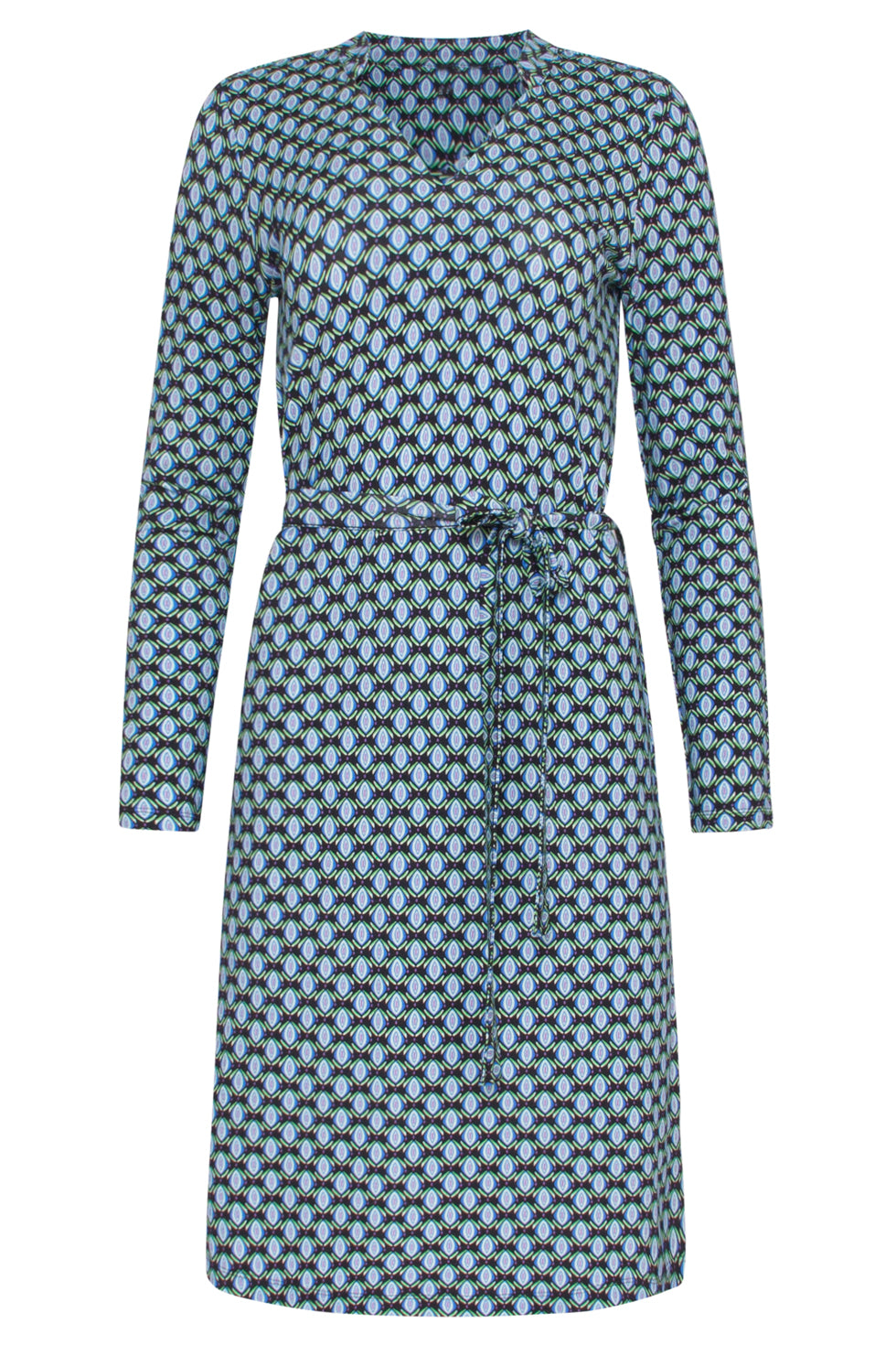 23649 Dames Jurk Met Geometrisch Retro Print | Black - Blue
