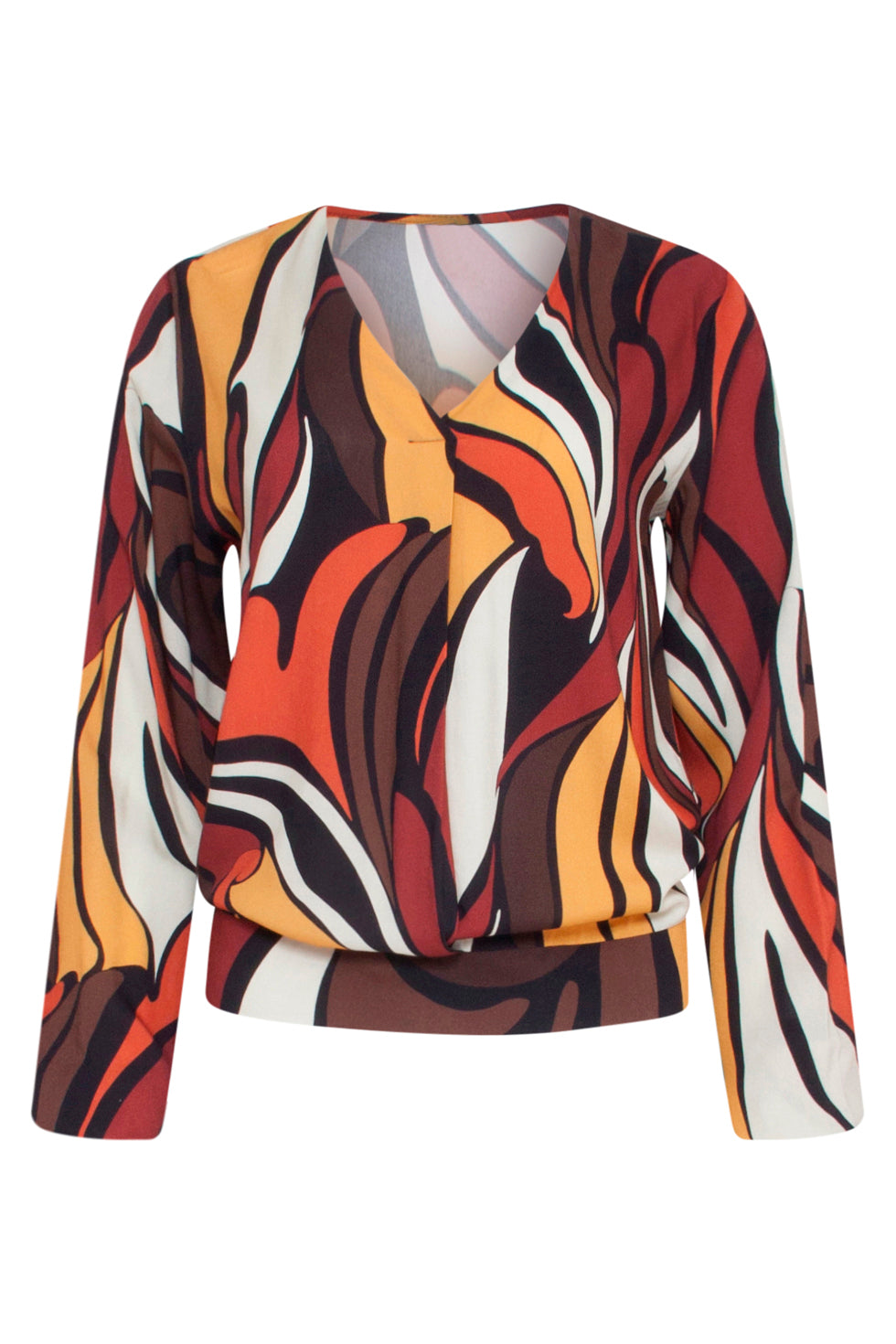 23652 Dames Top Met Grafisch Print | Brown - Muticolour