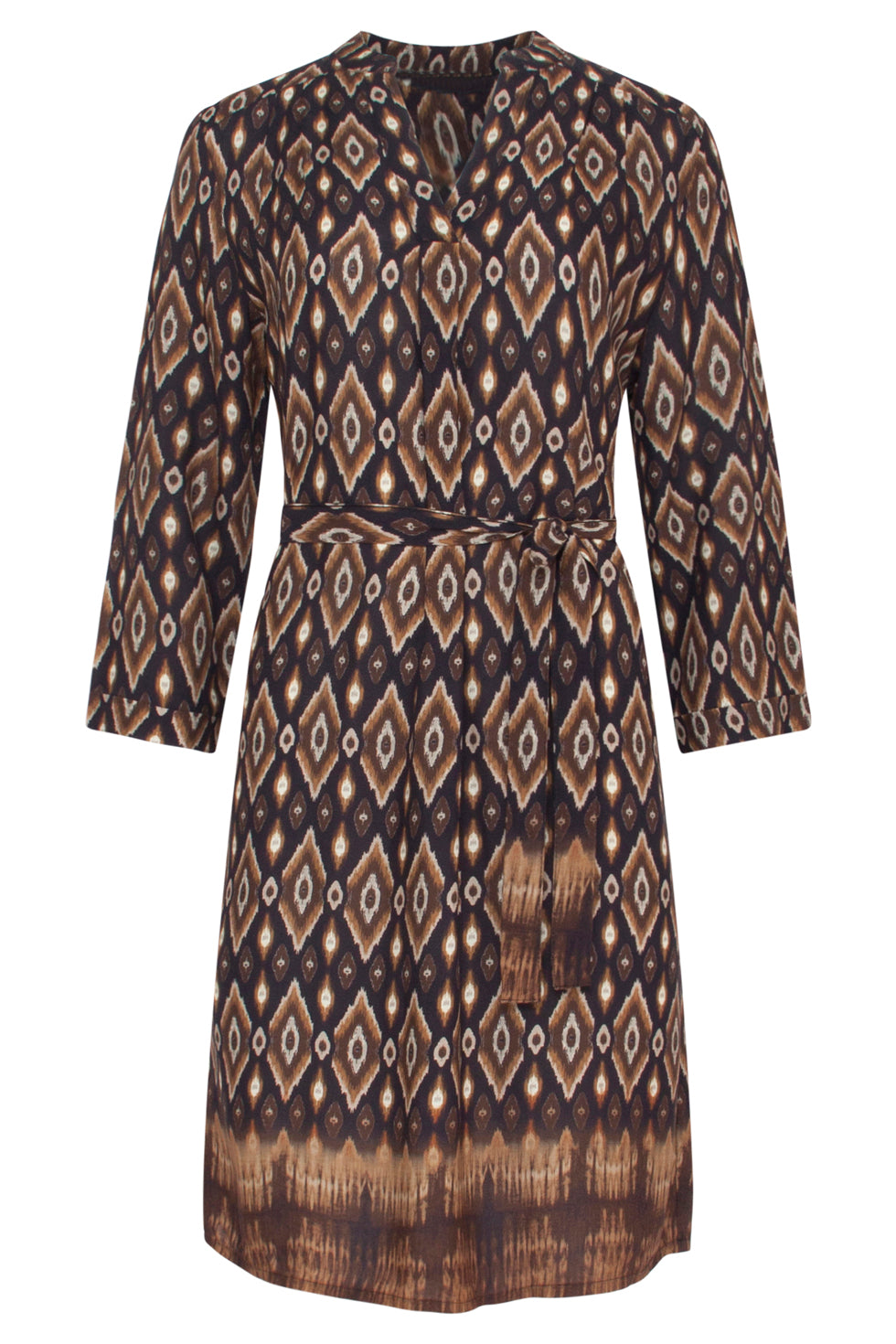 23658 Dames Jurk Met Tribal Printe | Black - Brown