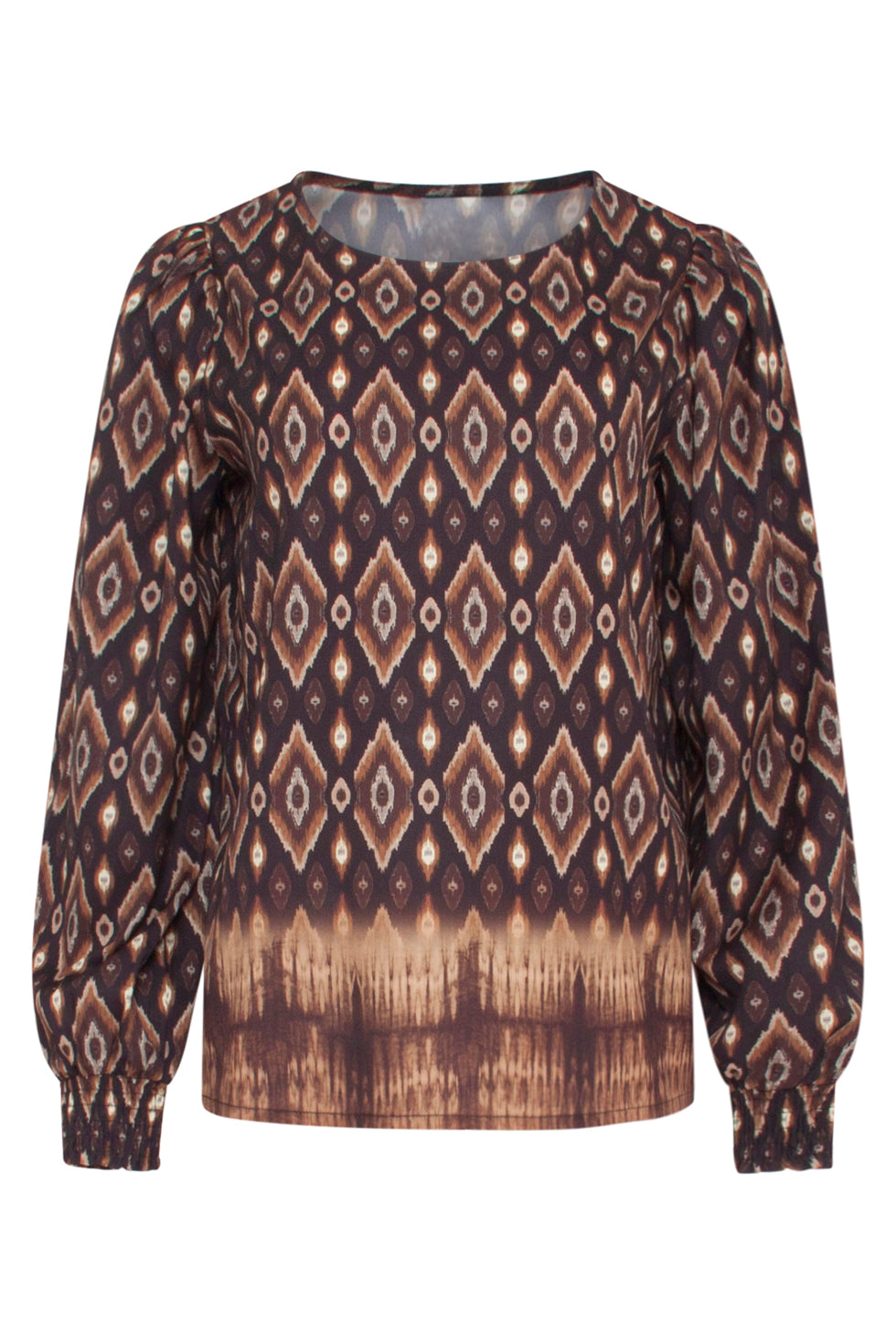 23659 Dames Top Met Tribal Printe | Black - Brown