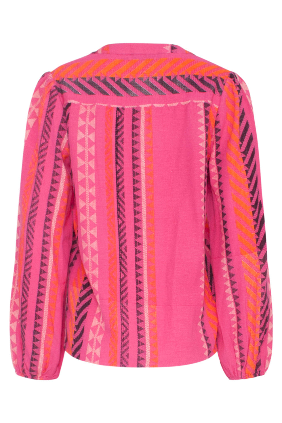 23667 Dames Fuchsia Top Met Aztec Allover Print | Fuchsia - Orange