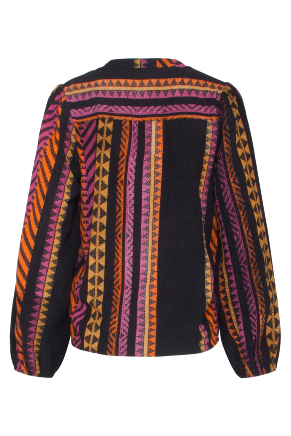23667 Dames Top Met Aztec Print | Black - Fuchsia