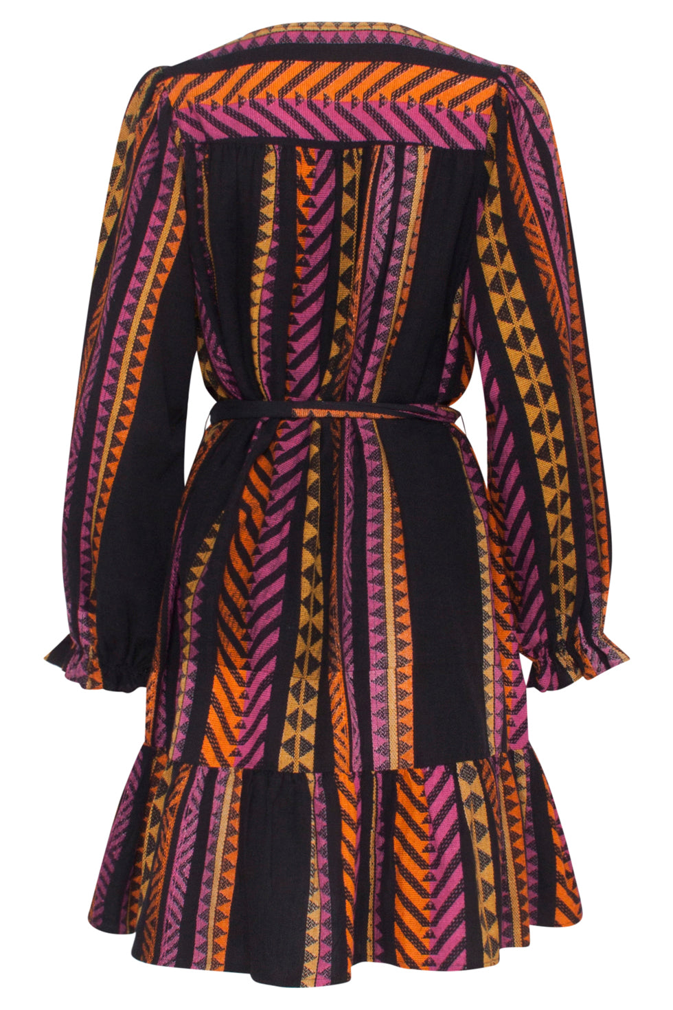 23668 Dames Jurk Met Aztec Print | Black - Fuchsia