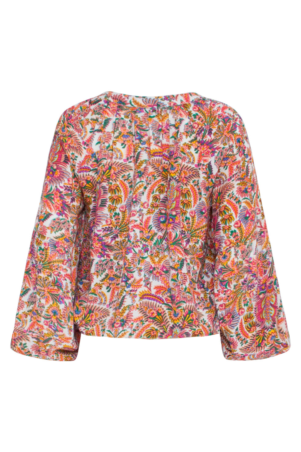23669 Dames Top Met Multi Bloemen Botanische Print | Muticolour