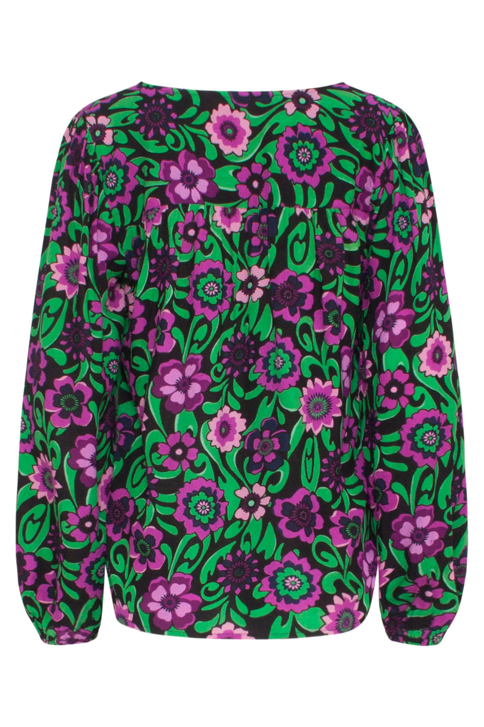 23671 Dames Top Met Bloemenprint Paarse | Black - Muticolour