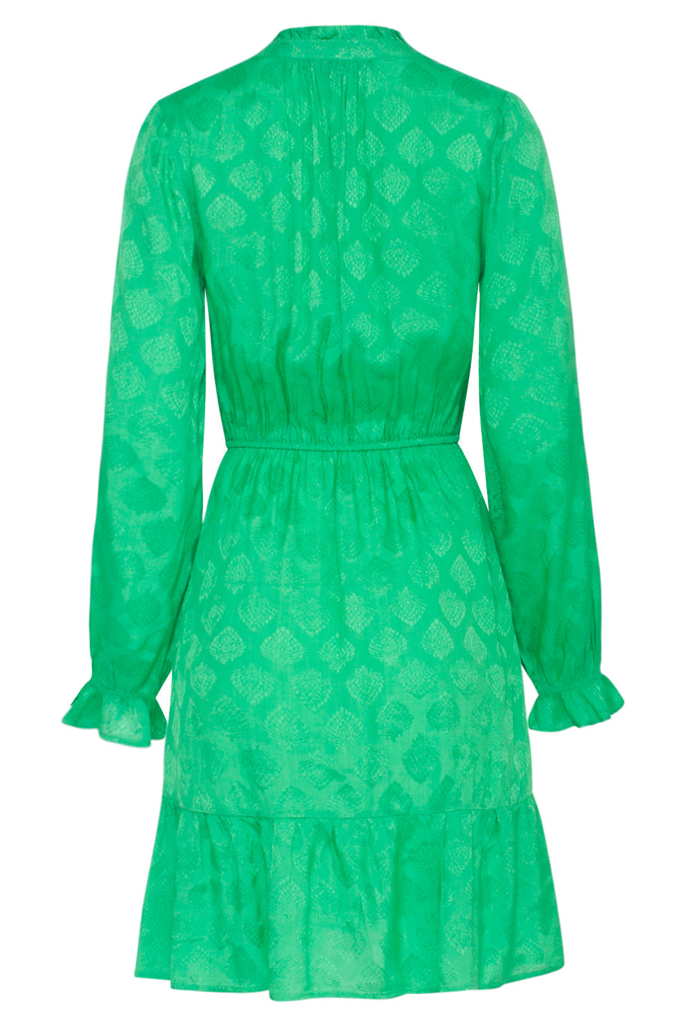 23678 Dames Satijnen Jurk Met Ornament Print | Green