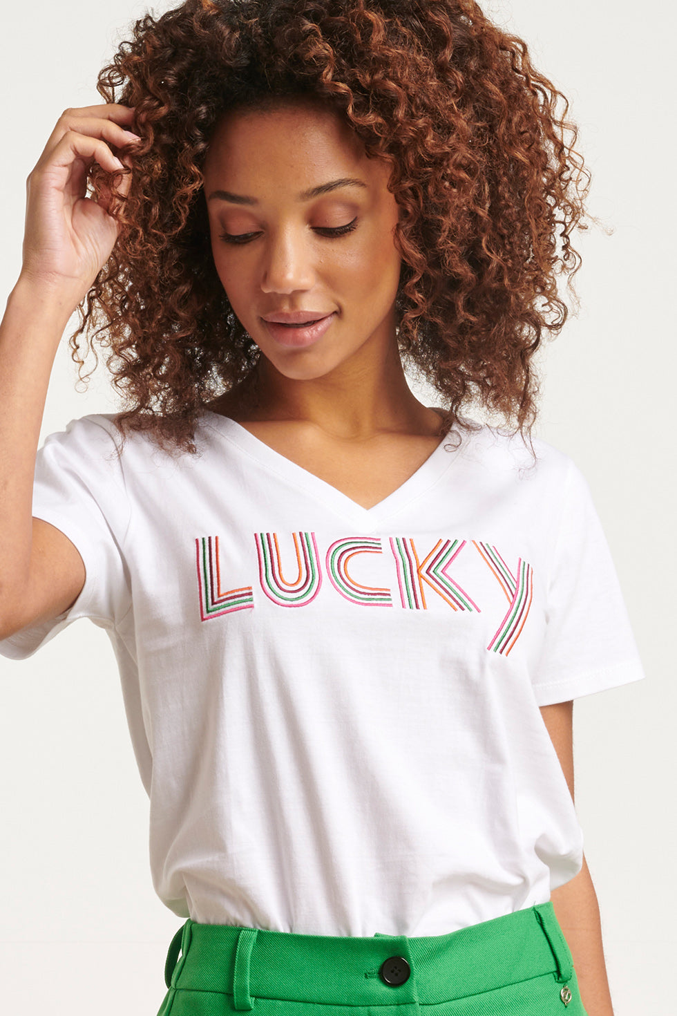 23683 Dames T-Shirt Met Love Print | White