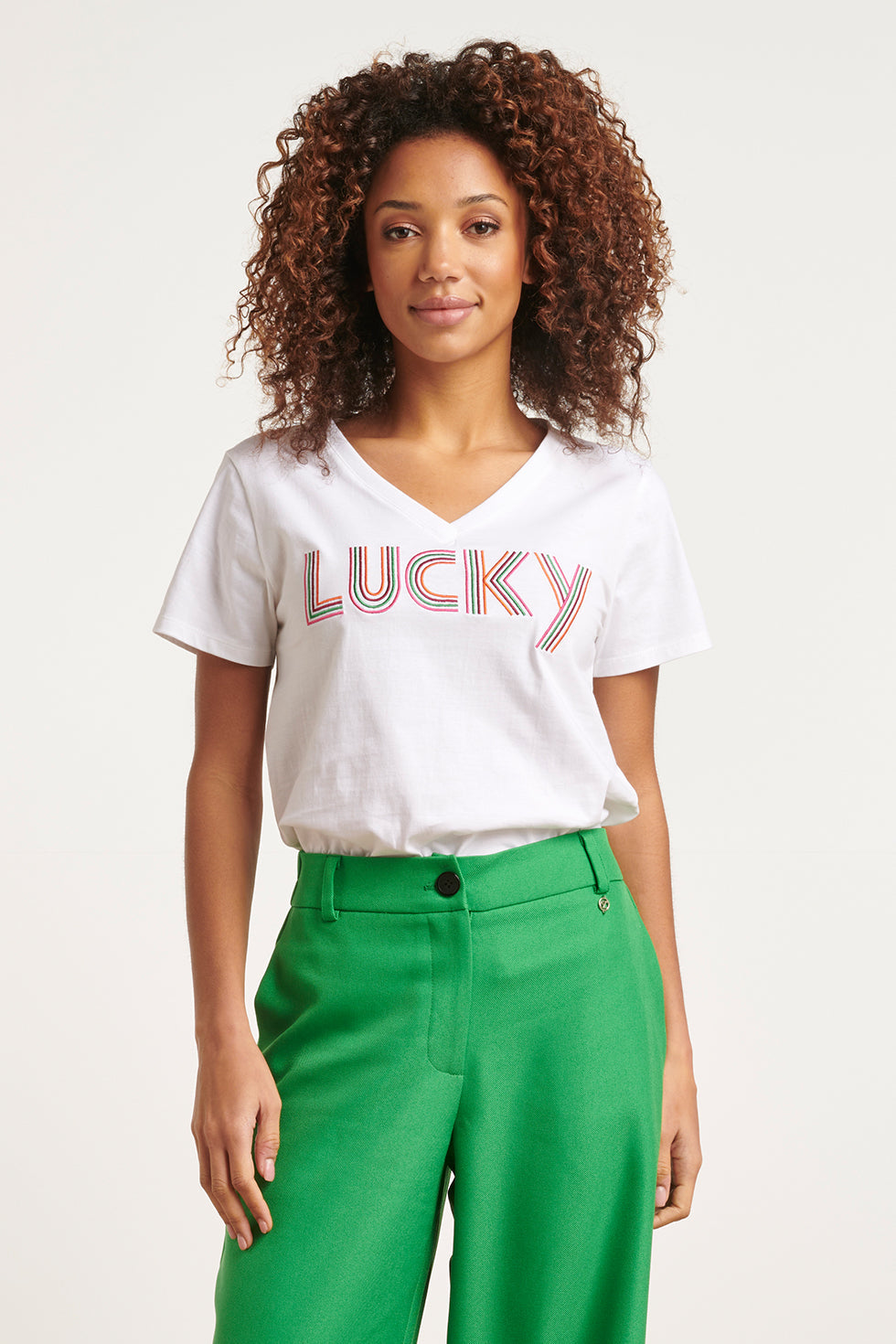 23683 Dames T-Shirt Met Love Print | White