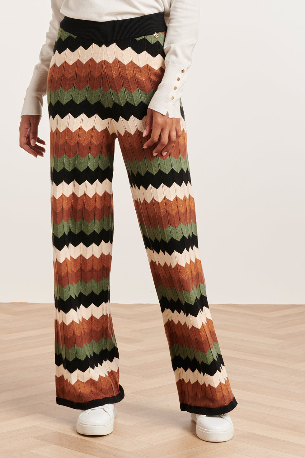 23685 Retro Gebreide Grafische Wijde Leggings | Muticolour
