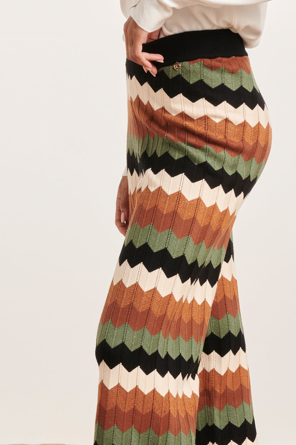 23685 Retro Gebreide Grafische Wijde Leggings | Muticolour