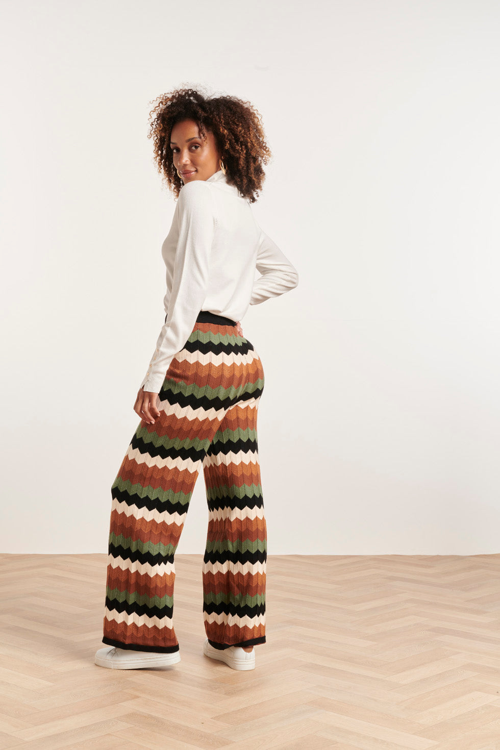 23685 Retro Gebreide Grafische Wijde Leggings | Muticolour