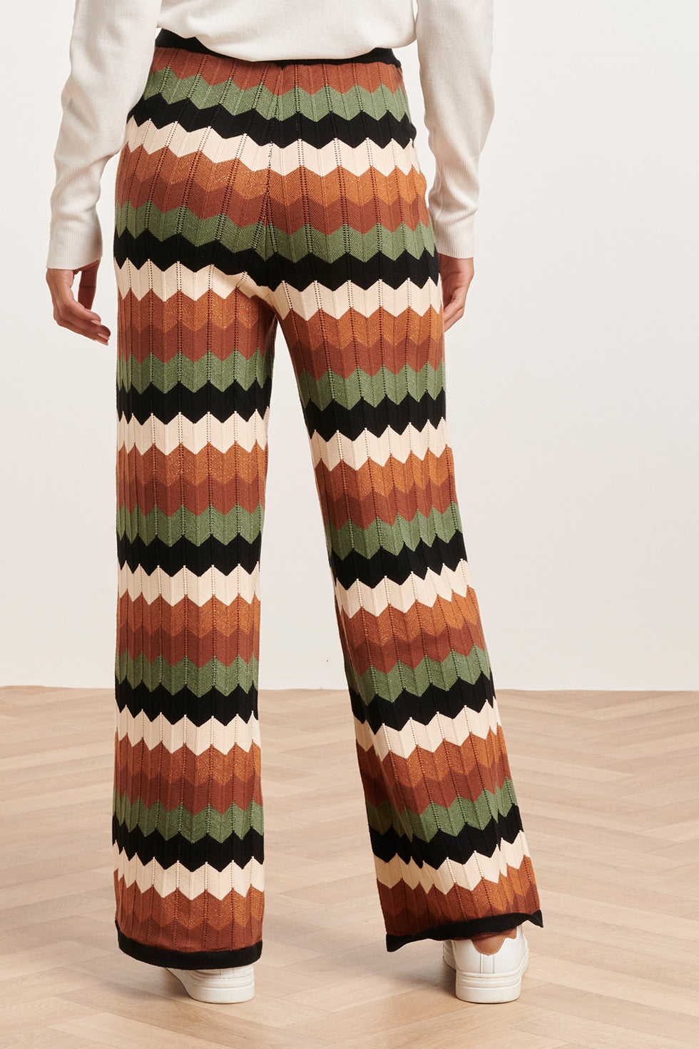 23685 Retro Gebreide Grafische Wijde Leggings | Muticolour