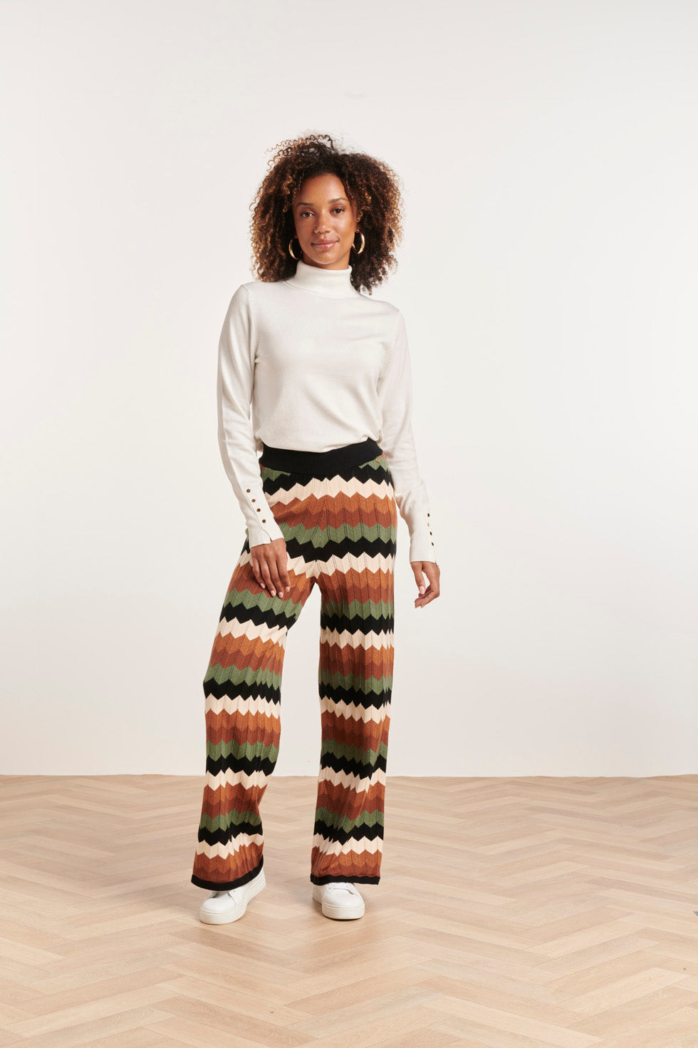 23685 Retro Gebreide Grafische Wijde Leggings | Muticolour