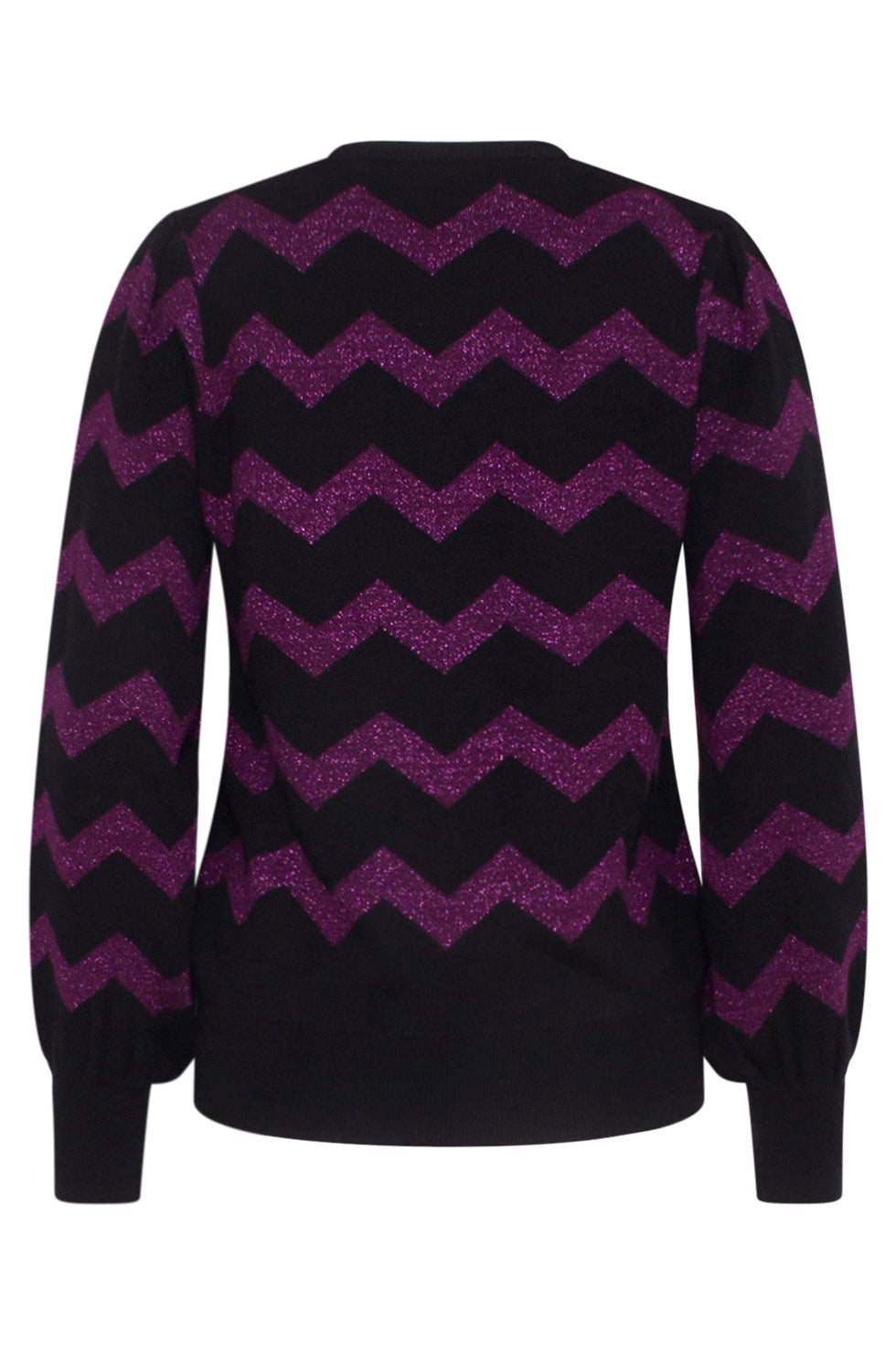 23700-999-380 Paarsee Zigzagprint Ronde Hals Top | Black - Purple