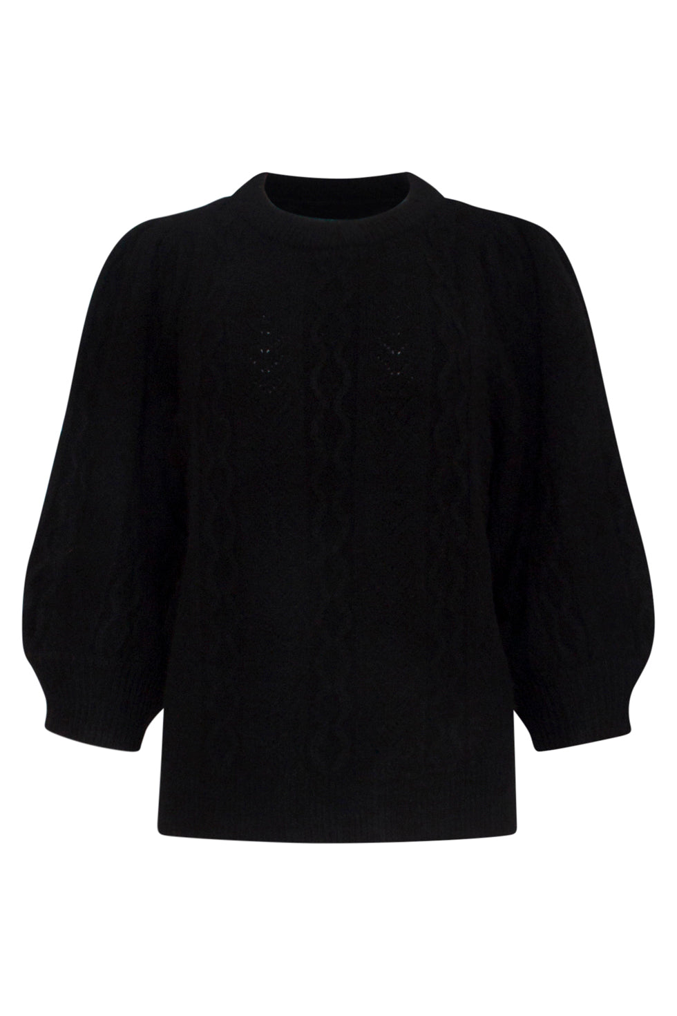 23704-999 Ronde Hals Gebreide Top | Black