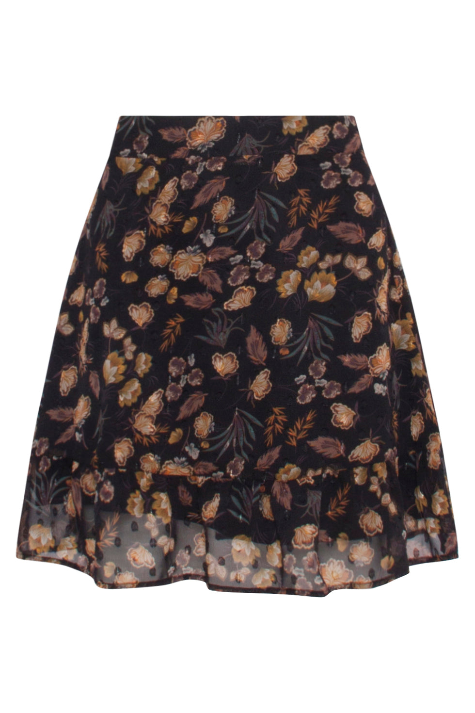 23709-999-240 Rok Met Bloemenprint-Mosterd | Black - Mustard