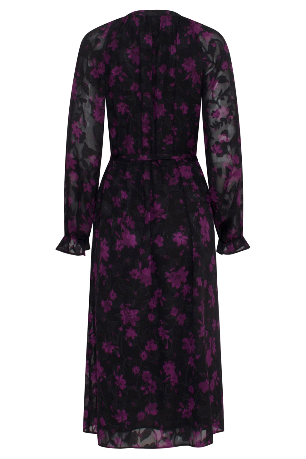 23714-999-380 V-Hals Jurk Met Bloemenprintpaars | Black-Purple