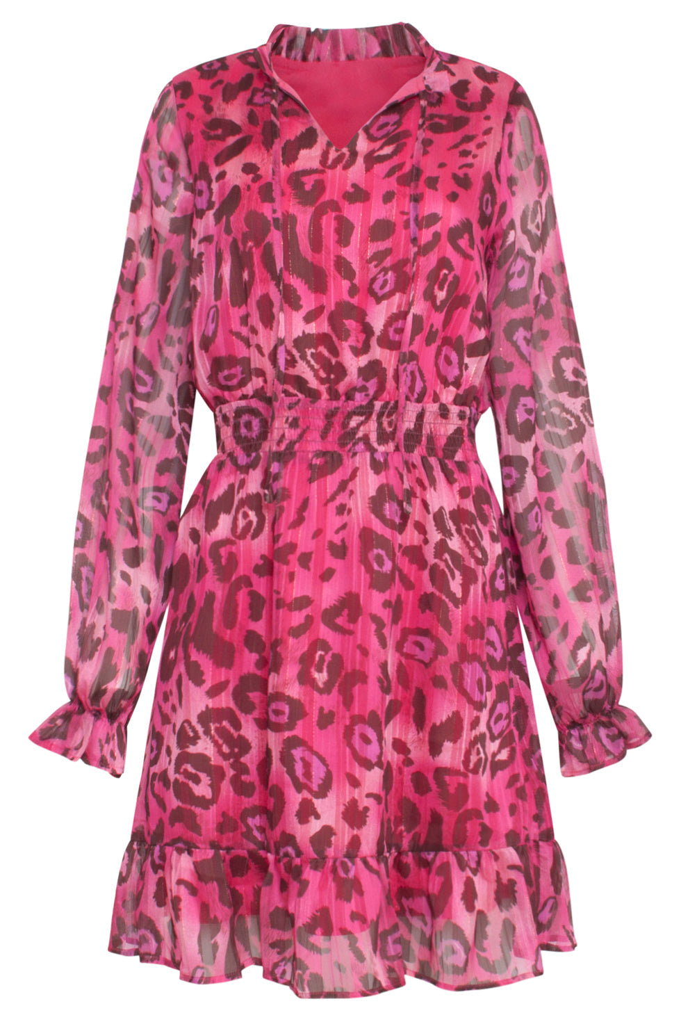 23716-445-999 V-Hals Jurk Met Dierenprintfuchsia | Pink-Black