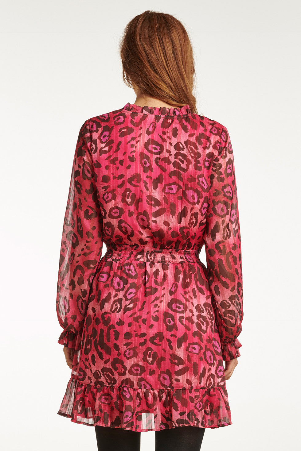 23716-445-999 V-Hals Jurk Met Dierenprintfuchsia | Pink-Black