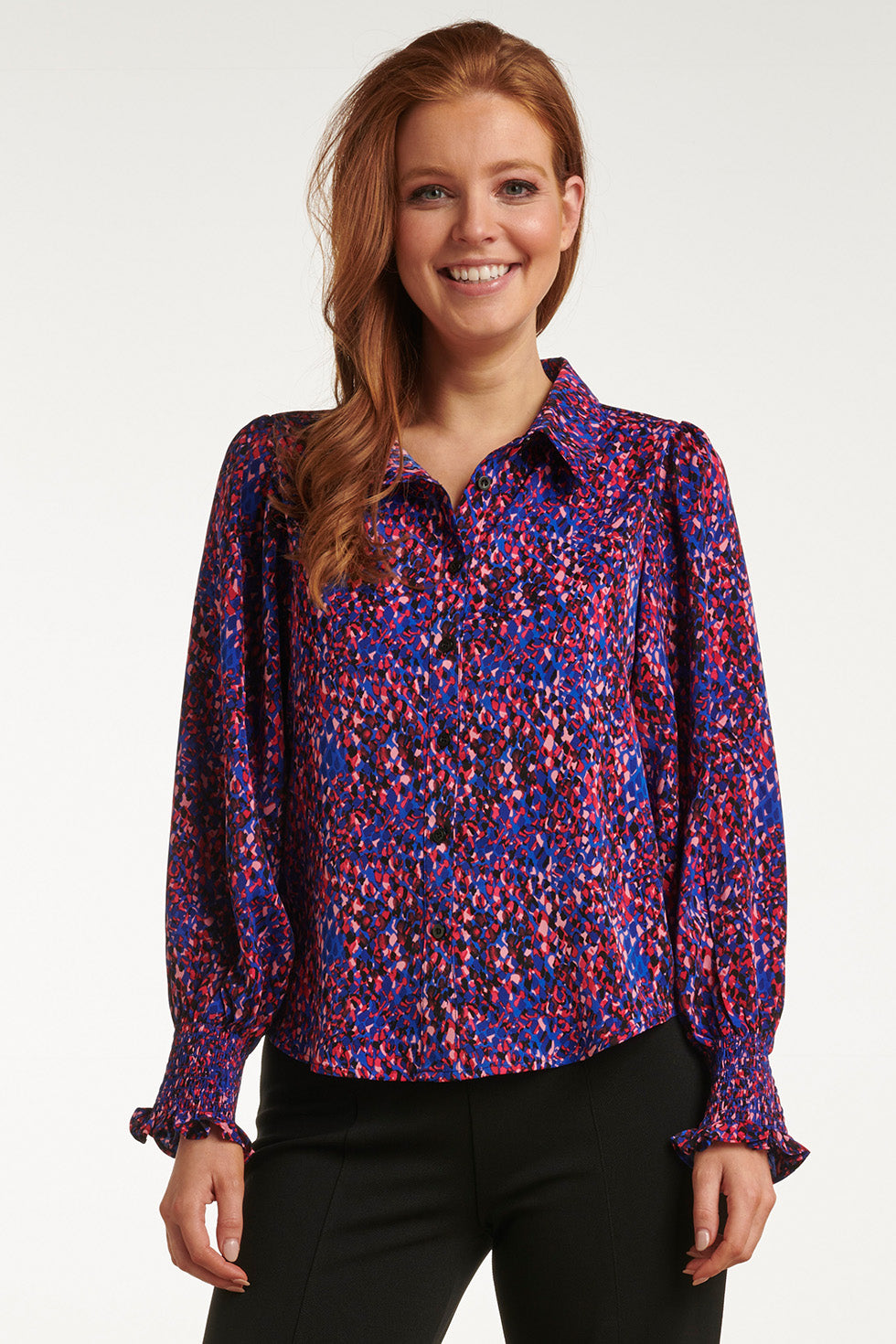 23718-998 V-Hals TopVlekprint Paars | Muticolour