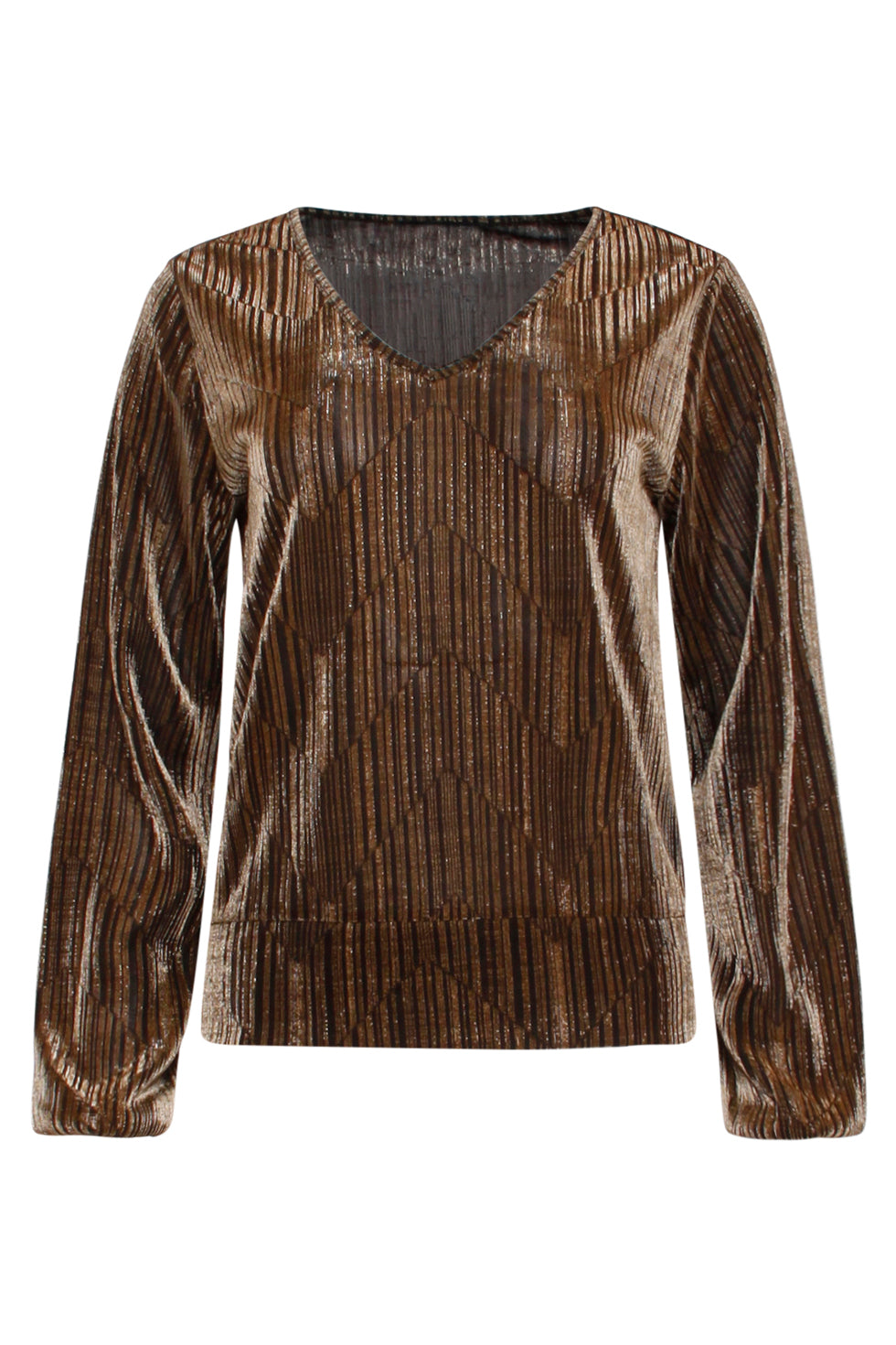 23731-025 Glitter V-Hals Top | Gold
