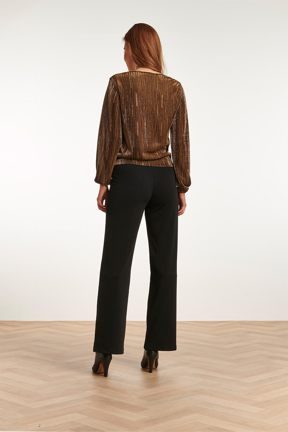 23731-025 Glitter V-Hals Top | Gold