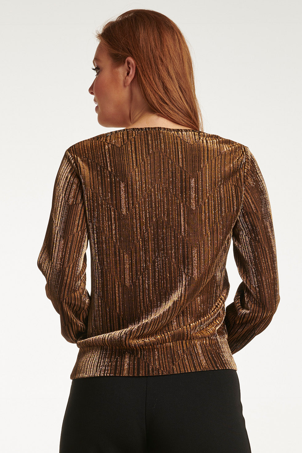 23731-025 Glitter V-Hals Top | Gold